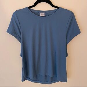 Athleta Air Out Cinch Tee Blue Top Open Back Shirt